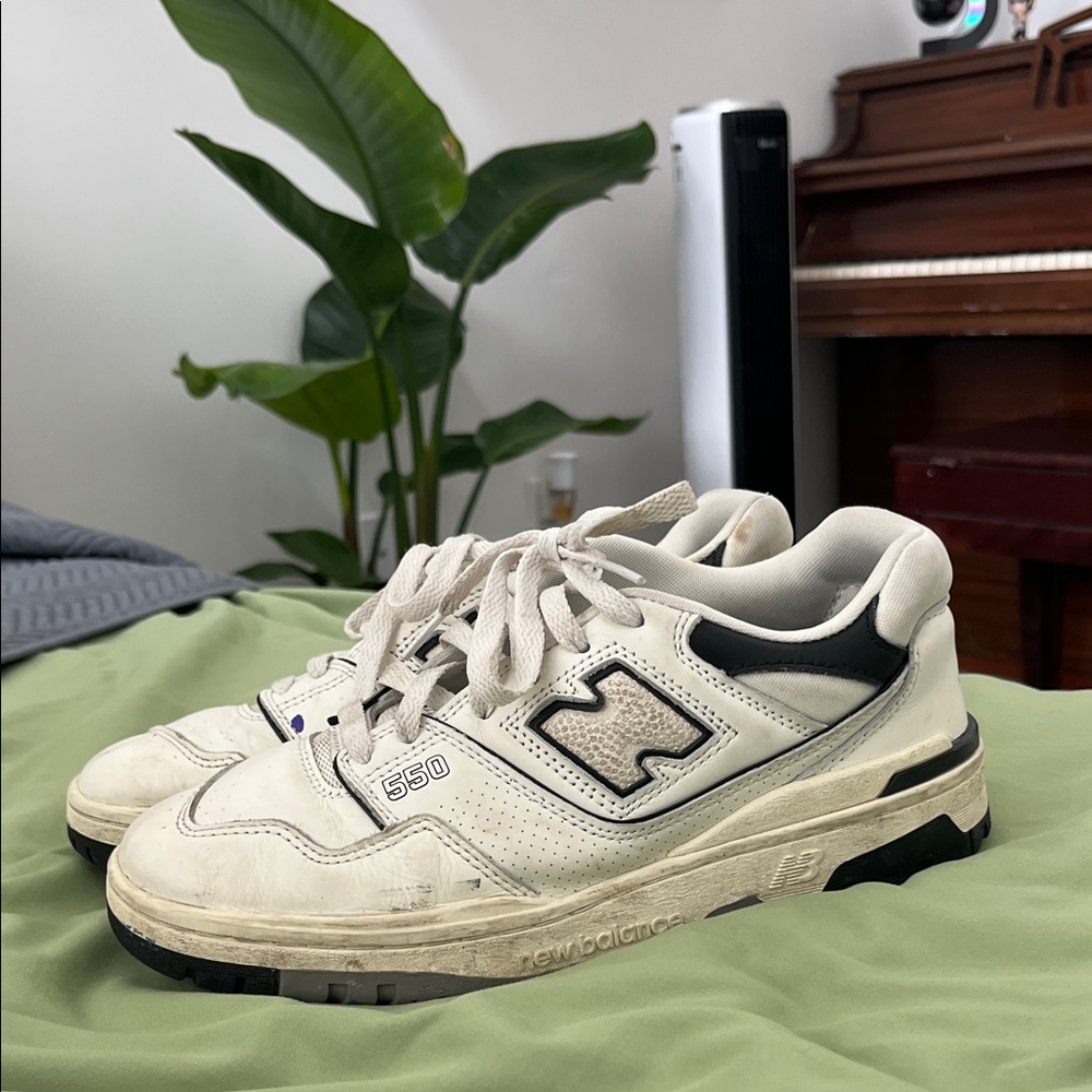 New Balance 650 Cream and Black Sneakers